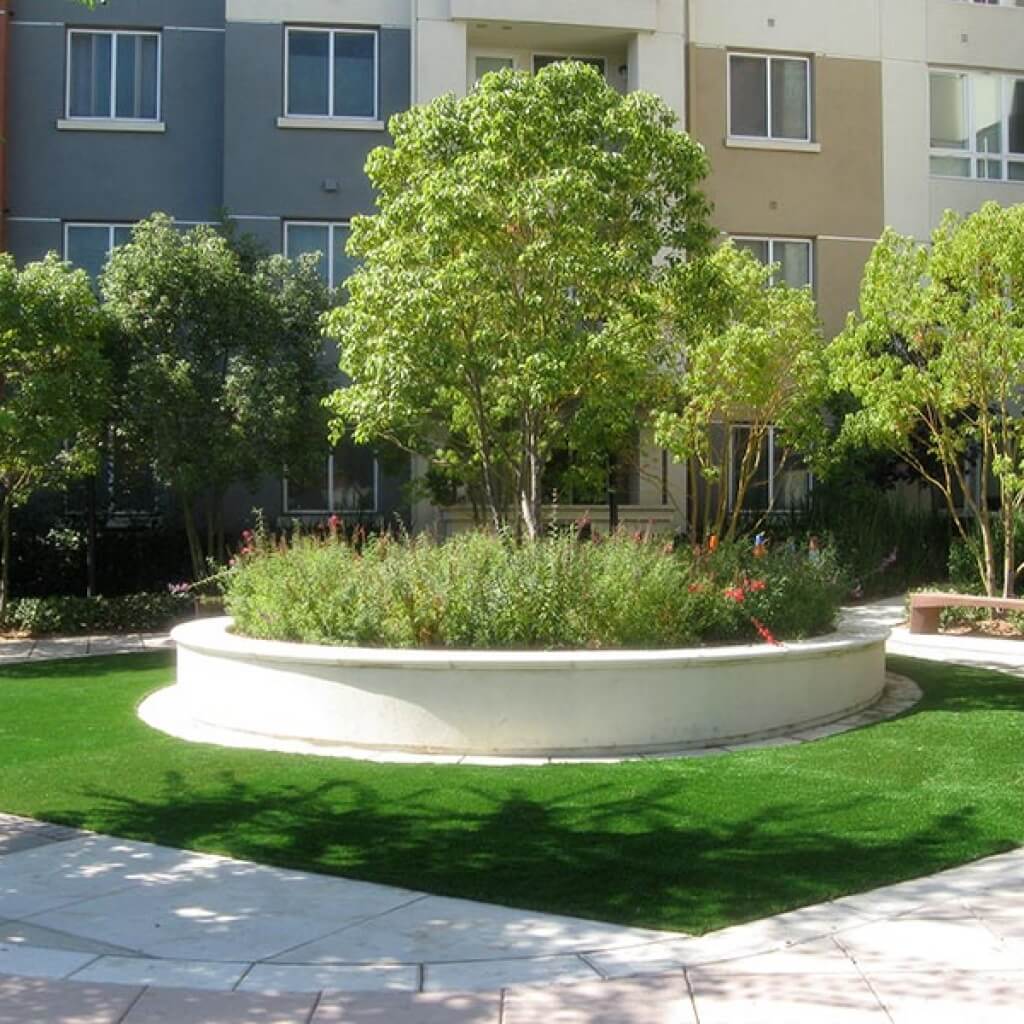 Artificial grass courtyards for apartments