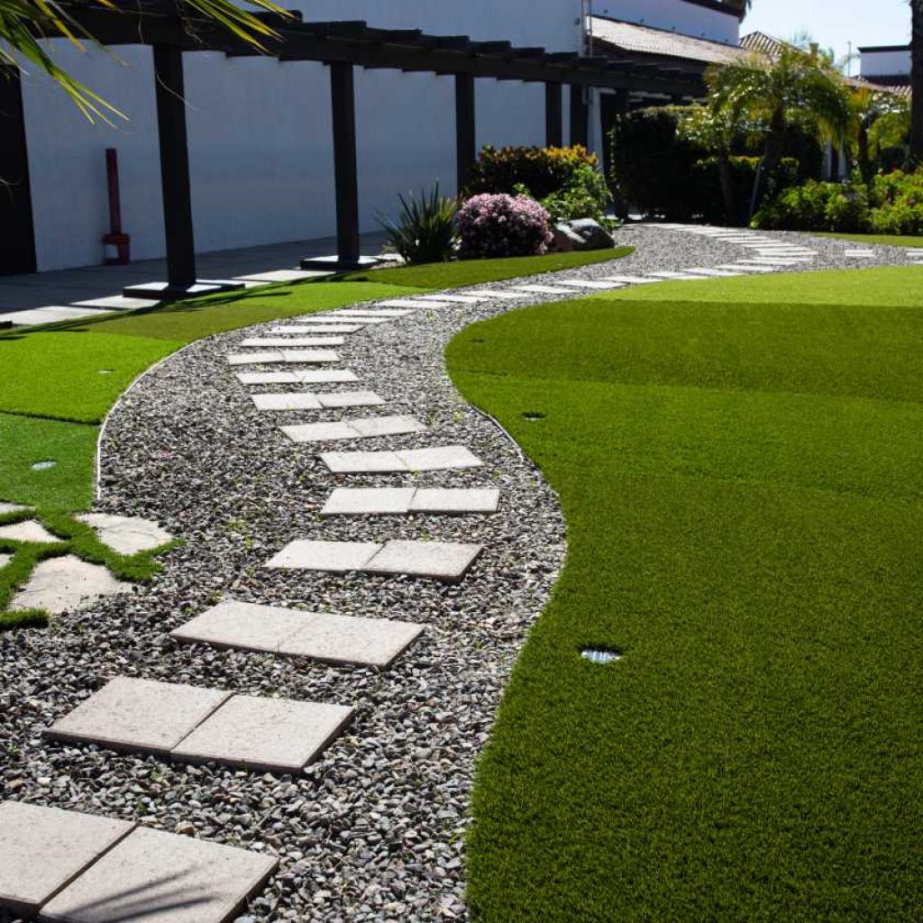 Artificial Grass stone walkway