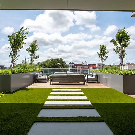 Artificial grass patio installed by SYNLawn