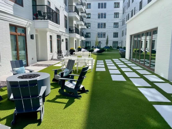 Artificial grass apartment lawn installed by SYNLawn