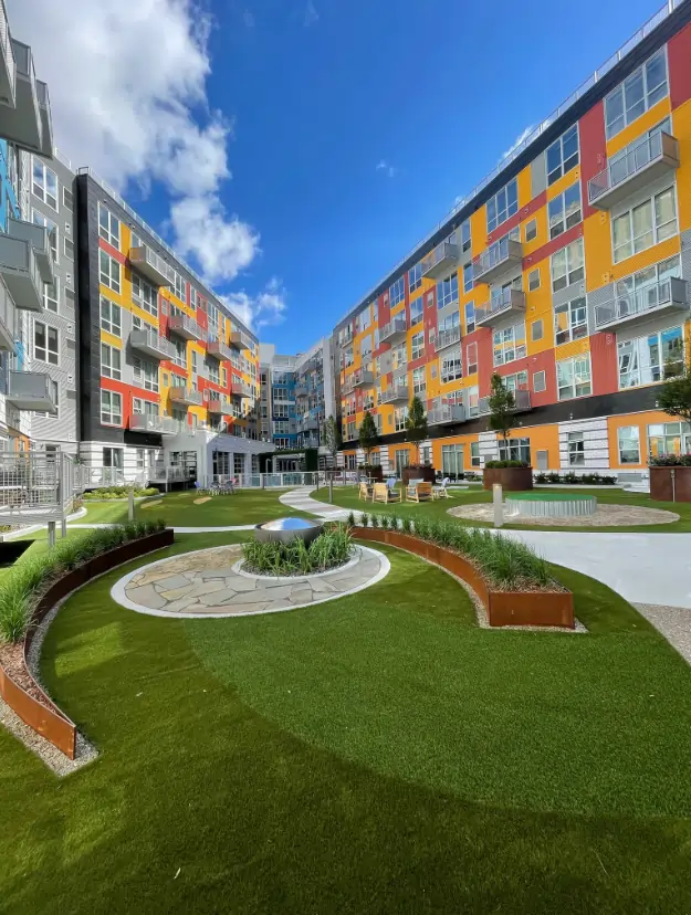 apartment_landscape Apartment artificial grass lawn installed by SYNLawn in Little Rock, AR