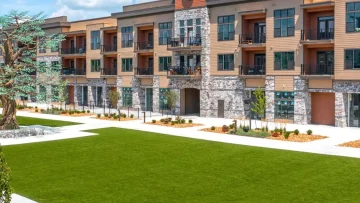 Commercial artificial grass lawn installation from SYNLawn in Little Rock, AR