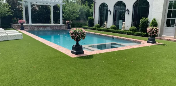 residential pool artificial grass installation