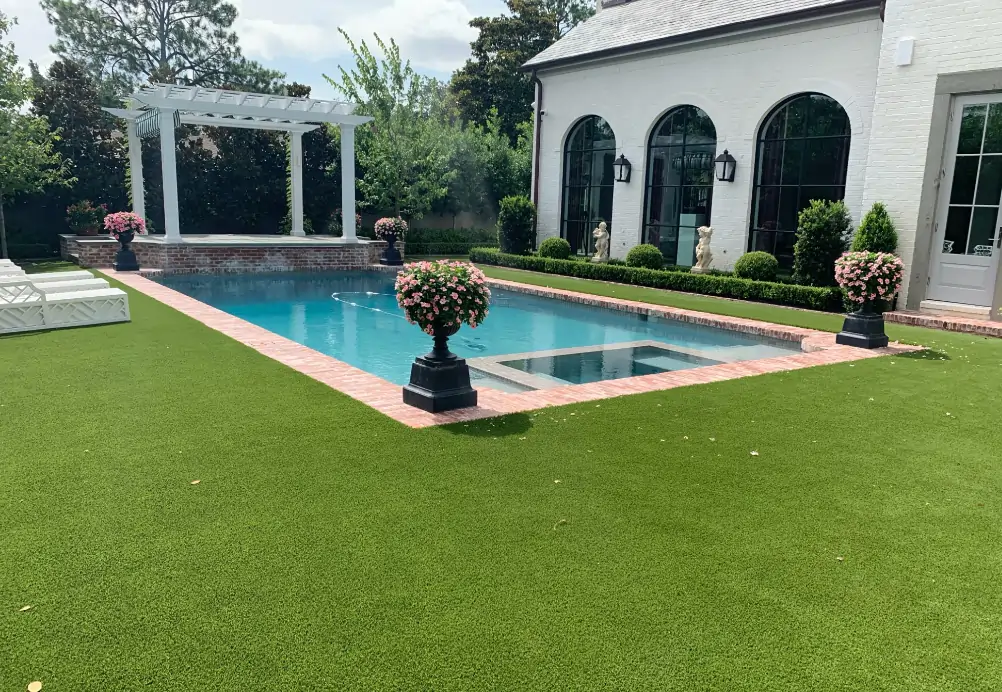 residential pool artificial grass installation